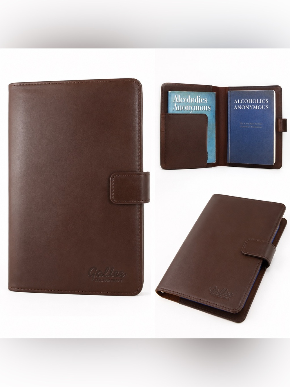 NWT Double AA Big Book Cover Brown Faux Leather Recovery Book Cover